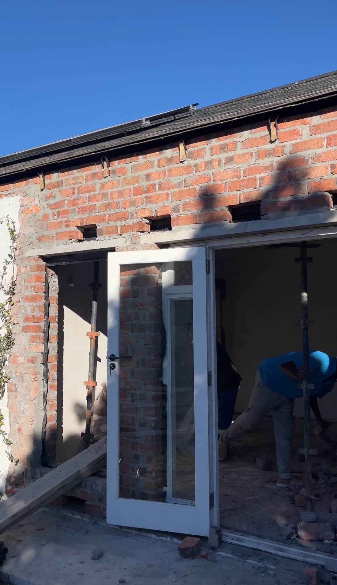 New doorway propped and braced during the renovation works